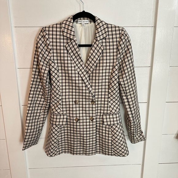 EXPRESSxNEGIN MIRSALAHI plaid boyfriend woman blazer Corpcore oversized XXS - Picture 2 of 14